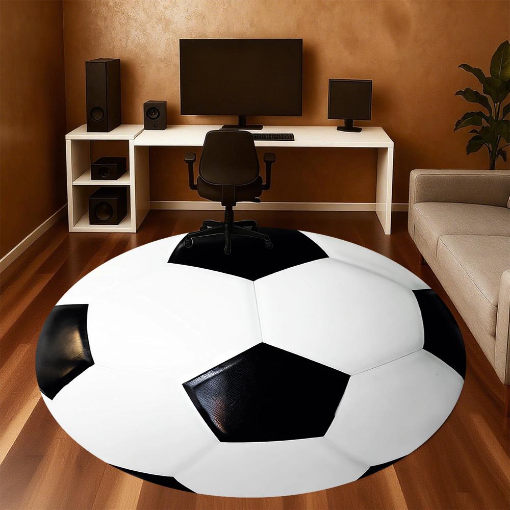 1pc soccer ball Round Chair mat Area Rug - Non-Slip, Floor Mat for Office, Bedroom, and Indoor Decor c1118049