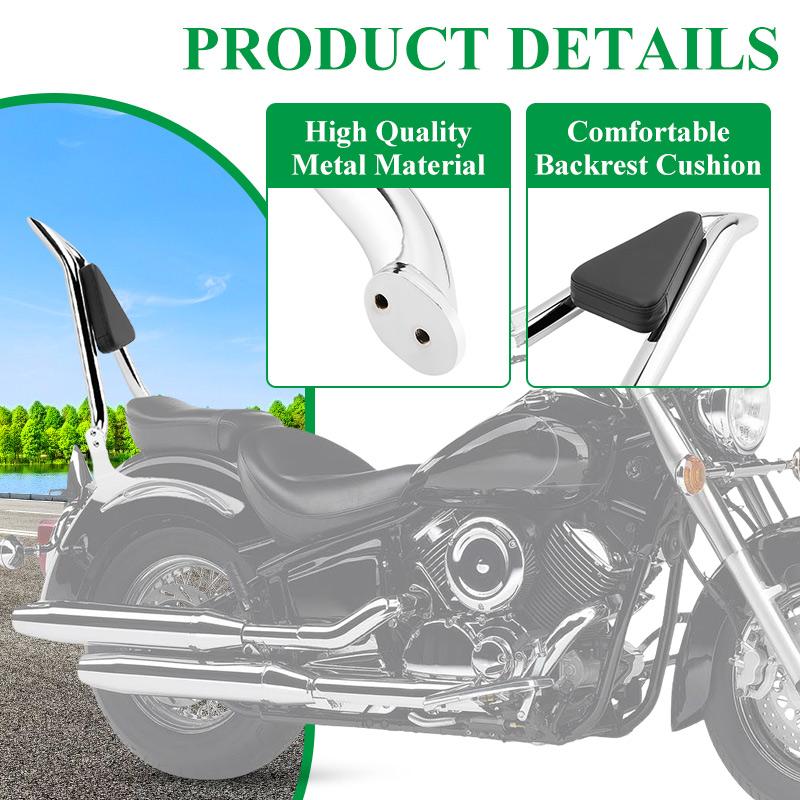 Detachable Motorcycle Rear Backrest Pad Passenger Sissy Bar Bracket For Yamaha DragStar DS1100 V-Star XVS1100 Custom 1999-2018
