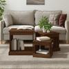  Coffee Tables, 3 Pcs, Brown Oak, Wood-based Material