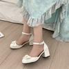 New White High Heels Pumps White Lolita Shoes Women Mary Jane Shoes Vintage High Heel Japanese Style Black College Student Shoes