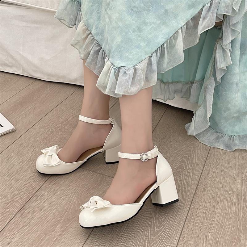 New White High Heels Pumps White Lolita Shoes Women Mary Jane Shoes Vintage High Heel Japanese Style Black College Student Shoes
