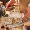 Vintage Begonia Pattern Glass Sealed Jar Storage Box Kitchen Household Dried Fruit Snacks Large Capacity Storage Jar Container