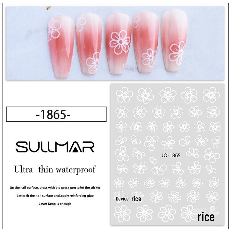 Elegant White Five-Petal Flower Watercolor Nail Stickers - Fresh Adhesive Decals