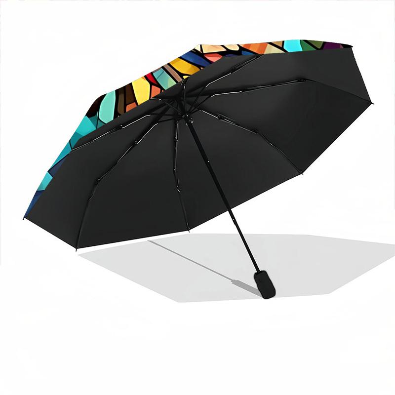 1pc Butterfly StainedGlass Automatic Open/Close Umbrella with Folding feature Compact Travel Umbrella, Lightweight design, for Commuting, Business042