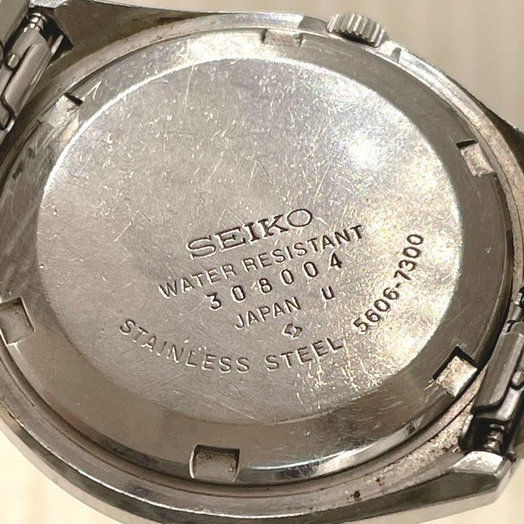 Used [Working Item] SEIKO Roadmatic Automatic Cut Glass 5606-7300 Seiko Watch Green Dial Vintage