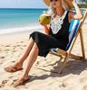 2026 European & American Beach Style Sleeveless Lace Patchwork Knee-Length Dress