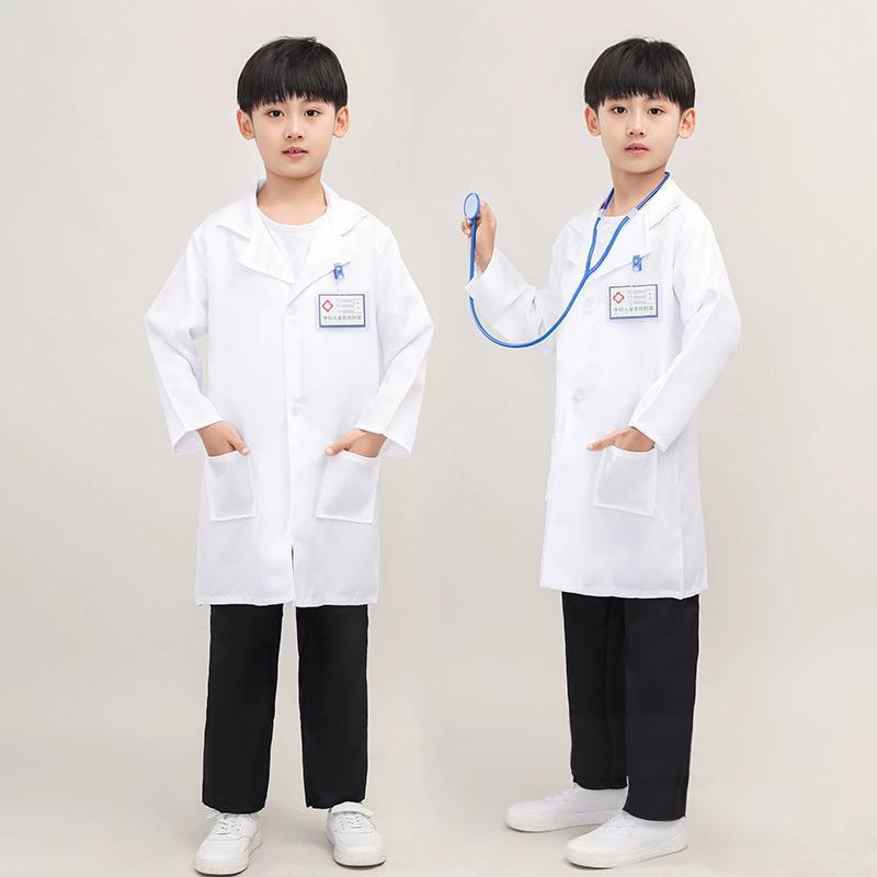 Prevention Suit Epidemic Doctor Surgical Gowns White Coat Kids Halloween Costume