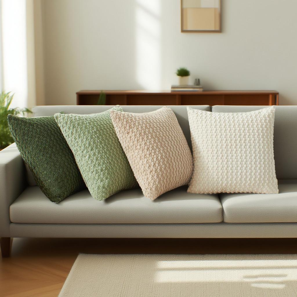 Solid Color 3d Bubble Plush Corduroy Pillow Cover For Home Living Room Couch Decor