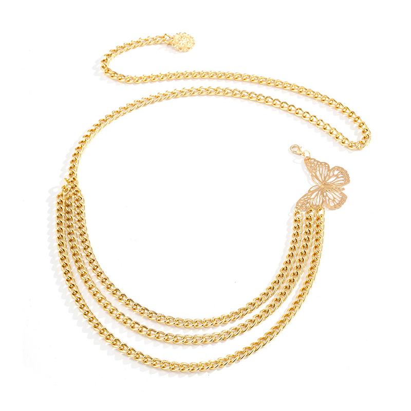 Temperament Butterfly Waist Chain Elegant Multi-Layer Butterfly Tassel Waist Chain Belt For Women  Metal High Waist Body Chain Dress Lady Belt