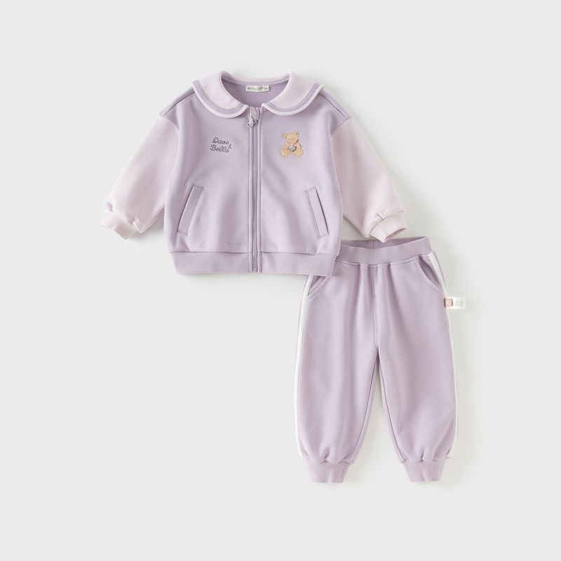David Bella Children s Academy Style Outfit 2026 Spring New Girls  Jacket Baby Purple Clothing Stylish Gray Purple [Ready in Stock] 80