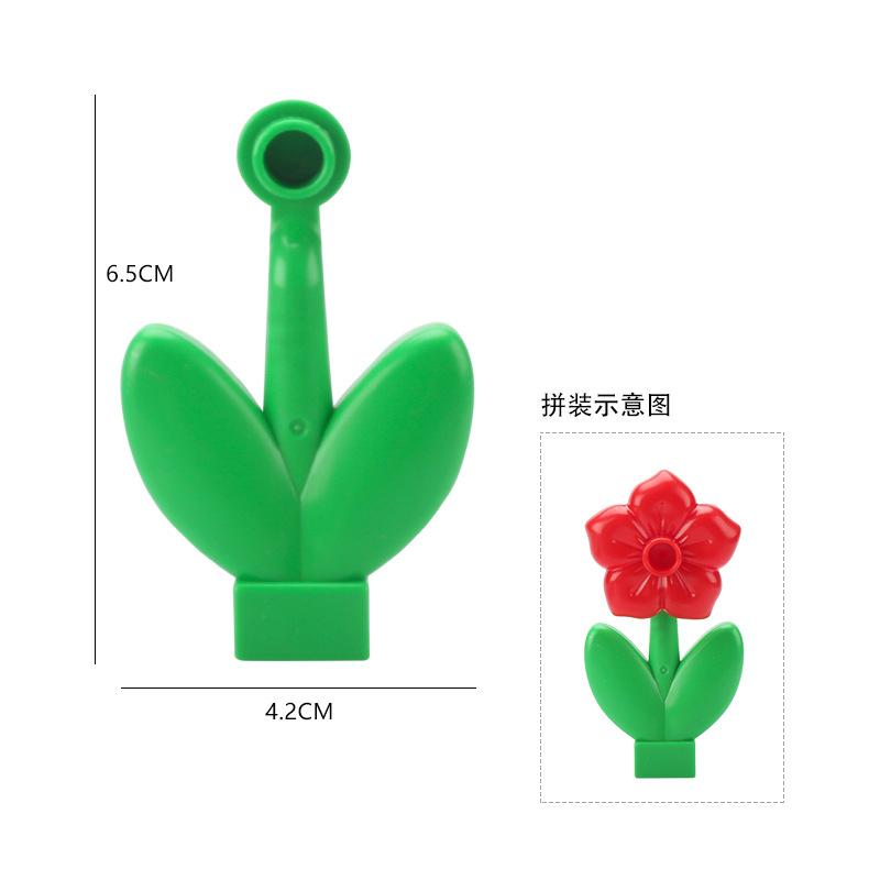 4pcs Big Building Block Forest Plant Series Flower Grass Tree Outdoor Adornment Street Accessories Compatible Scenes Toy For Kid