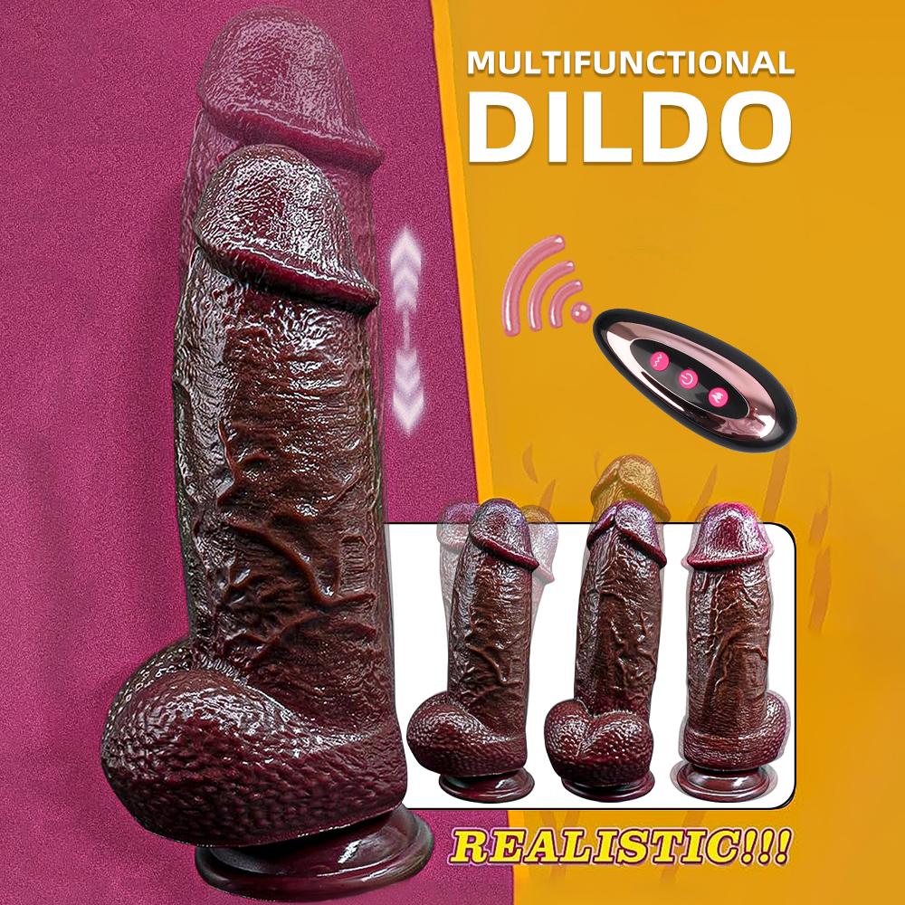 Big Dark Realistic Silicone Dildo for Women with Strong Suction Cup Hand-Free Vagina & Anal G-spot Sex Toy for Adults 18+