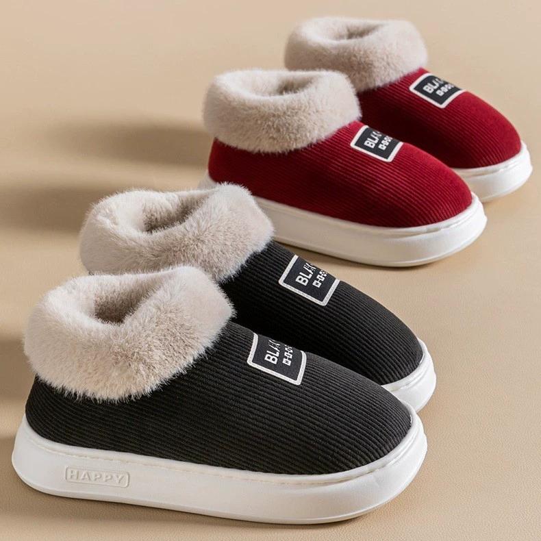 Super Warm Cotton Slippers for Winter Wear Plus Velvet Thickening All-inclusive Heel To Keep Out The Cold, Snow Boots for The Elderly, Fur Drag