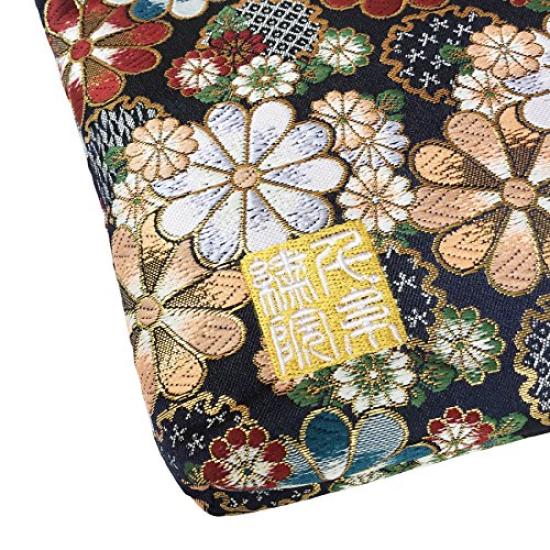 Senshishuin Nishijin Brocade Stamp Book Case Colored Flowers In Full Bloom Pouch/Shrine (Lined) - (Size M)