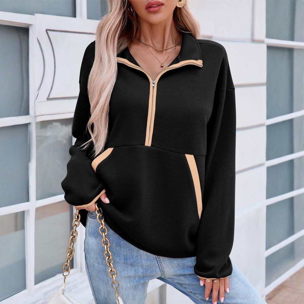 Women's Fashionable Long-sleeved Casual Zipper Jacket Hoodie Top