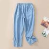 High Waisted Jeans for Women Summer Elastic Waisted Loose Washed Harem Pants Female Thin Casual Denim Pants with Pocket