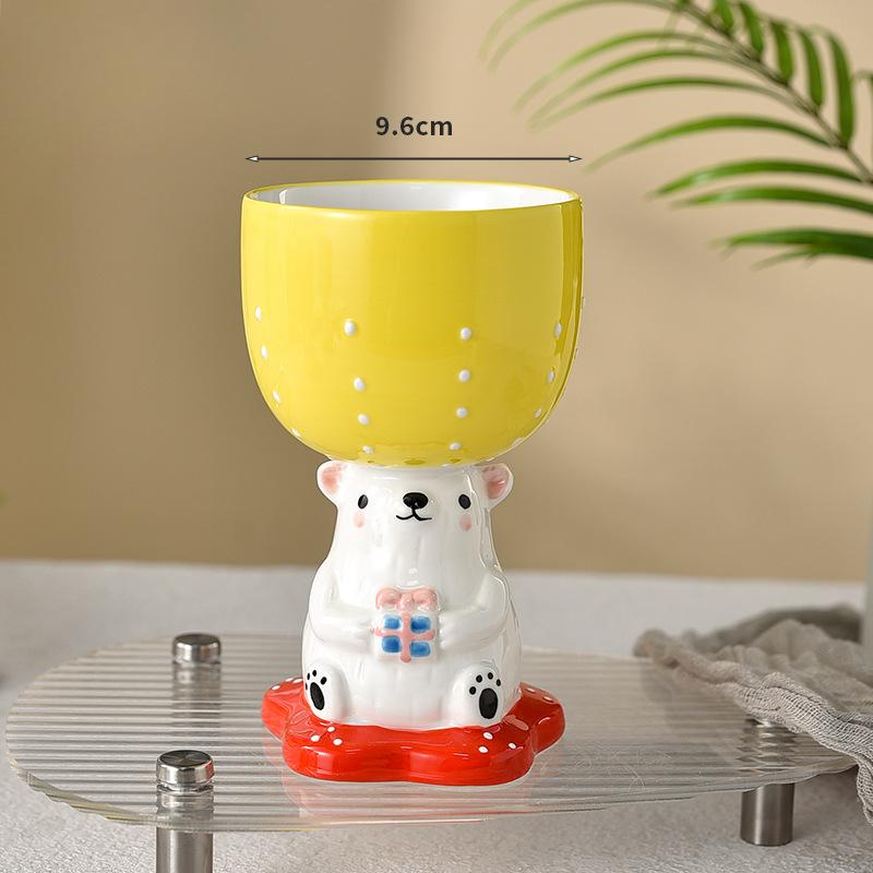 

Bear Ice Cream Cup High Foot Ice Cream Cup Cartoon Ceramic Cup High End Sense Light Luxury High Value Children s Dessert Cup 350ml