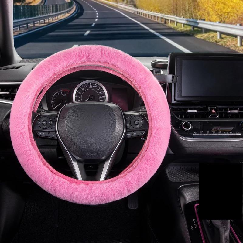 Capa de Volante de Pelúcia Imitação de Pelo de Coelho Elástica Inverno Quente Antiderrapante Capa de Manopla Unissex
