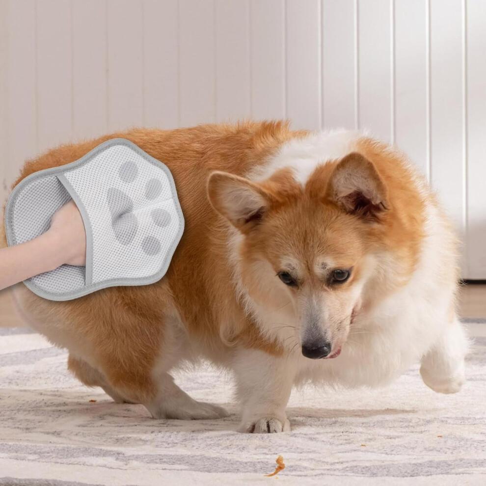 Pet Hair Removal Glove For Cats & Dogs, Electrostatic, Reusable & Washable, Grey, Couch, Furniture, Car Seat, Clothing