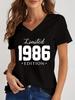 Women V Neck Tshirt Limited 19841985 Edition Graphic Tee Shirt Womens Birthday Y2k Top Funny Vintage Women Oversized T Shirt