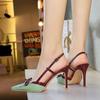 Silk Satin Butterfly Knot Pointed Toe Back One-Strap Sandals High Heels 9CM Elegant Sexy Rubber Sole Shoes Sandalias De Mujer