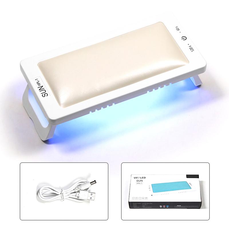 

Uv Led Nail Lamp With Leather Hand Pad Foldable Drying Lamp Home Use Nail Lamp For Drying Polish Varnish With Usb Cable белый