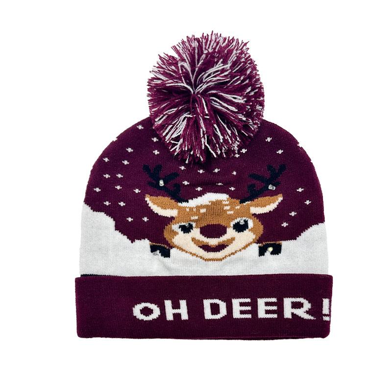 Hot Sale Jacquard Christmas Hat Hairball Ruffled New Year's Gift Winter Warm Cover Knitted Hat