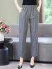 Women's High-Waist Cotton-Linen Summer Pants: Stylish, Elastic, Straight Fit for Middle-Aged and Elderly