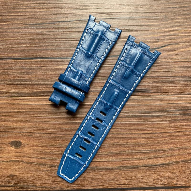 Genuine Leather Watch Strap For AP 15703 Royal Oak Offshore Series 28mm*22mm Black Brown Blue Red Watchbands Accessories Men