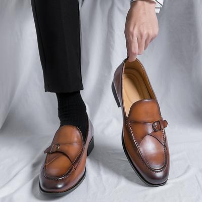 Nové Pánské Pánské Monk Strap Business Kožené Boty Pánské Vše Sladí Společenské Svatba Ples Návrat Domů Obuv Zapatos Hombre