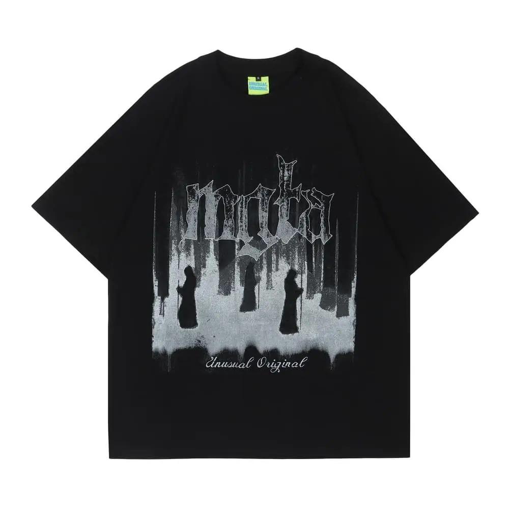 Summer Men Washed Vest Vintage T Shirt Gothic Tshirts Streetwear Punk Sleeveless Vest Top Y2k Short Sleeve Shirt