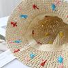 Sweet Color Woven Straw Hat Women's Summer Seaside Beach Hollow Crochet Sunscreen Hat Vacation Big Brim Sun Hat