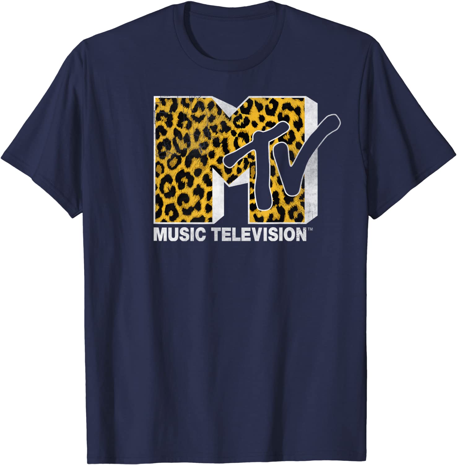 MTV Logo Cheetah Print Graphic TShirt S