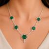 Collier en Argent Sterling 925 avec Pierre Précieuse Onyx Vert, Collier Élégant pour Femme, Bijou de Fête RN-2-17