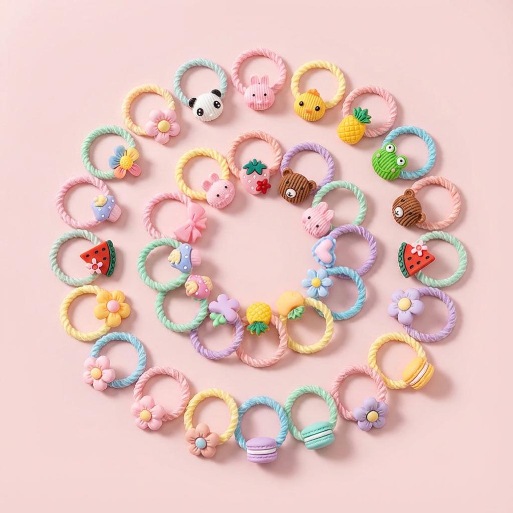 

30 Pcs Girls Hair Elastics, for Braids & Ponytails. 11x7cm, Spiral Design, No Crease, Colorful United States