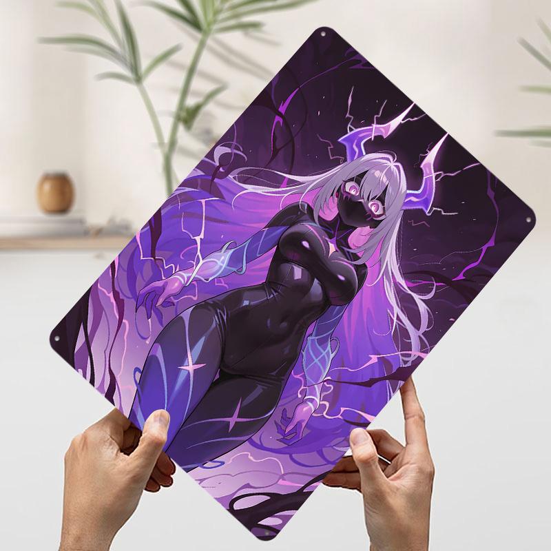 

Anime Girl With Horns and Mask Poster Customized Wall Art Vintage Metal Signs Retro Tin Plaque for Man Cave Decoration At Home 20x30cm（7.8x11.8inch）