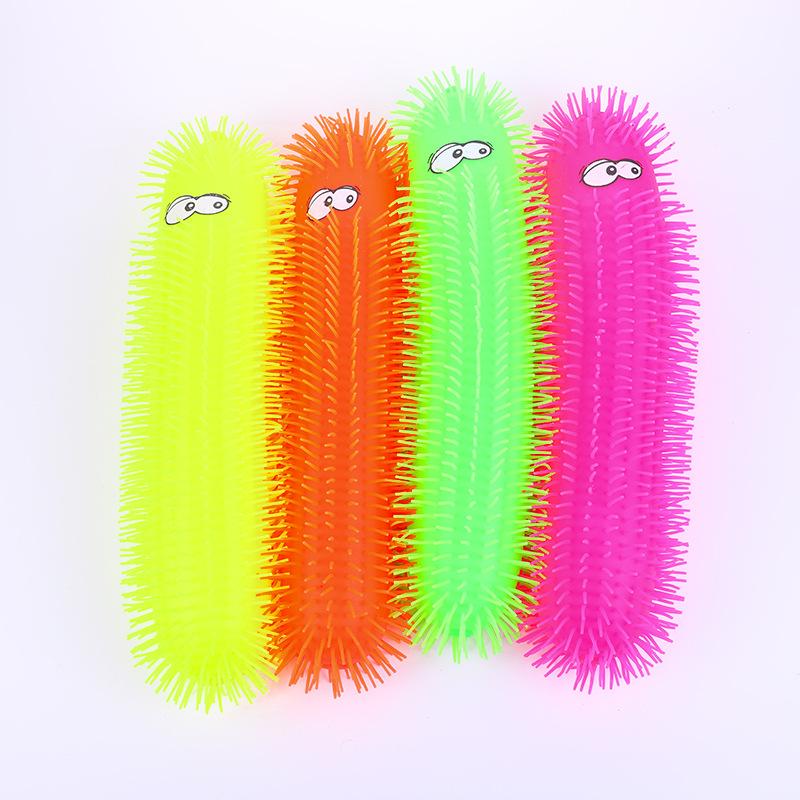 Custom Animal Set New Creative Children s Luminous TPR Fidget Puffer Worm Caterpillar Squeeze Toys for Stress Relief