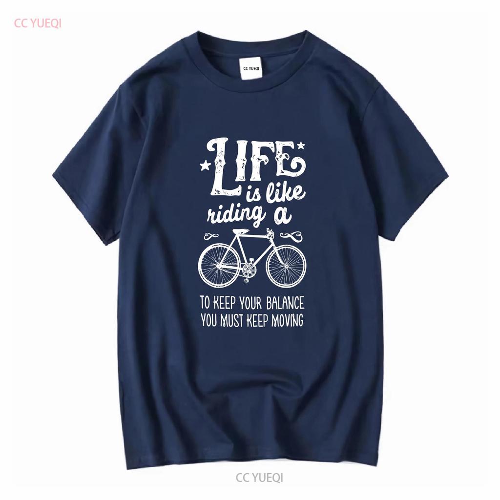 ŽIVOT JE JAKO JÍZDA NA KOLE Tričko s dlouhým nebo krátkým rukávem Vintage Vyprané Stylové Pružné Univerzální Pohodlné Unisex Měkké