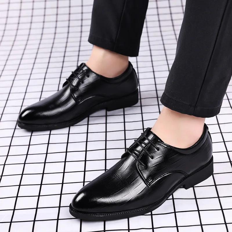 Mens Leather Dress Shoes Men'S Formal Social Male Shoe Casual Business Pointed Toe Luxury Party Designer Shoes For Men