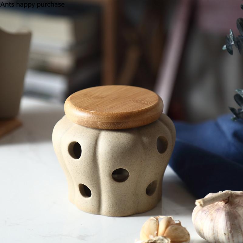 Hollow Storage Tank Moisture Proof Anti-mold Ventilation Storage Jar Garlic Chili Ginger Storage Box Organizer Aromatherapy Jar