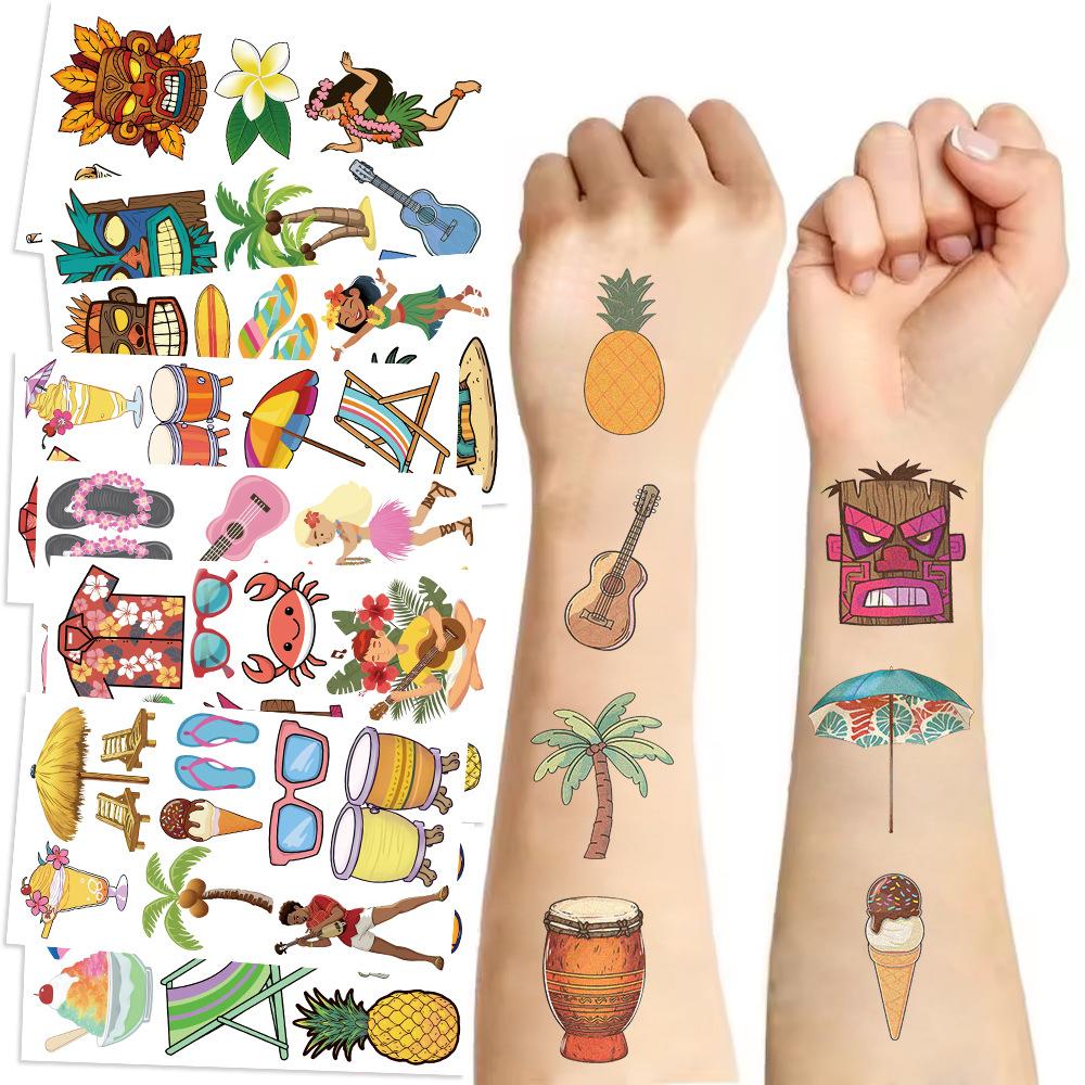 

Мультяшные летние гавайские тату-наклейки водостойкие подарок для вечеринки забавные наклейки для лица Hawaii series (10 sheets/pack)