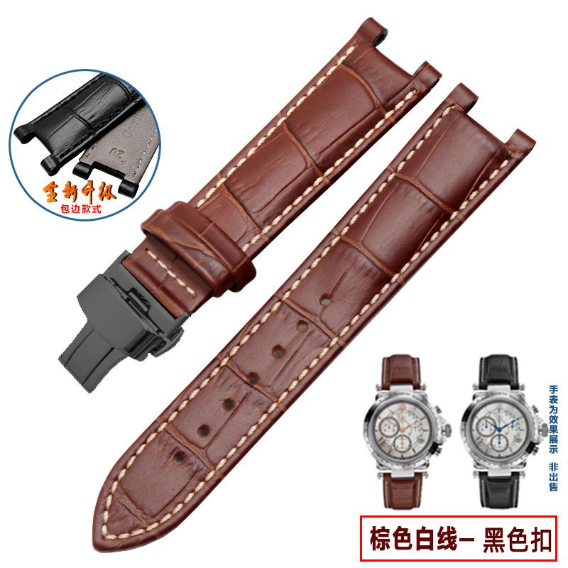 Kopfschicht Lederarmband Krokodilmuster Rindsleder für YA133309 Gales 20*11mm 22*13mm Uhrenarmband Schwarz Braun Herren Accessoires