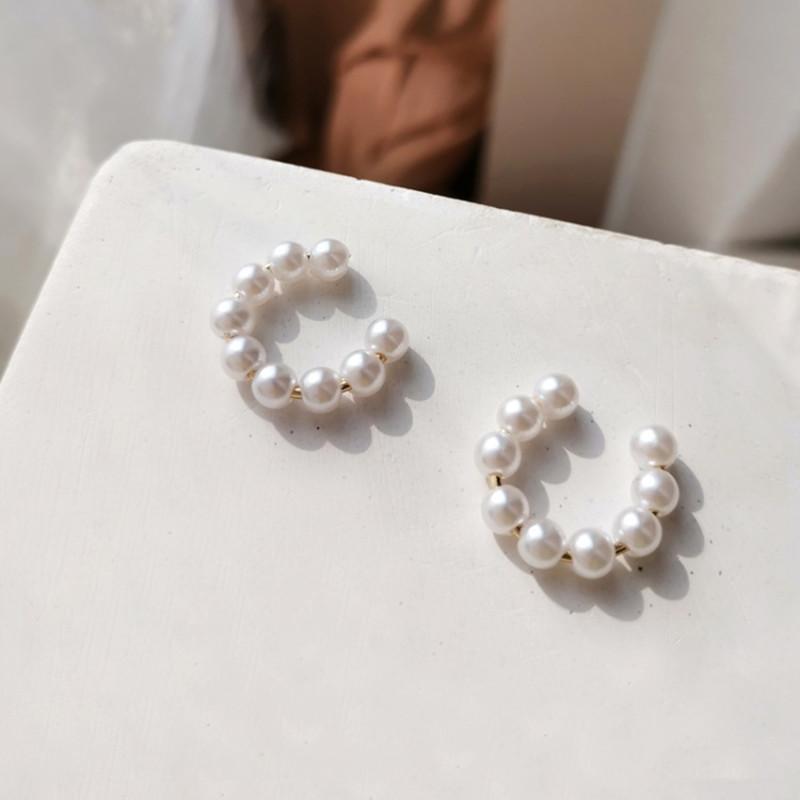 Korean Pearl Ear Cuff Clip Earrings Non-Piercing Bone C-shaped Without Puncture Minimalist Earrings for Women Fashion Jewelry