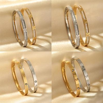 Elegantní nastavitelný dámský náramek: Minimalistické zlaté a stříbrné s vsazeným zirkonem, dvouradý diamantový styl