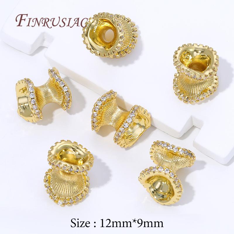 18K Gold Plated Brass Spacer Beads For Jewelry Making,Metal Separator Beads For Bracelets Accessories,Round Bead DIY Findings