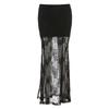 European and American style summer new women's clothing fashion black lace perspective slim and thin floor long skirt skirt