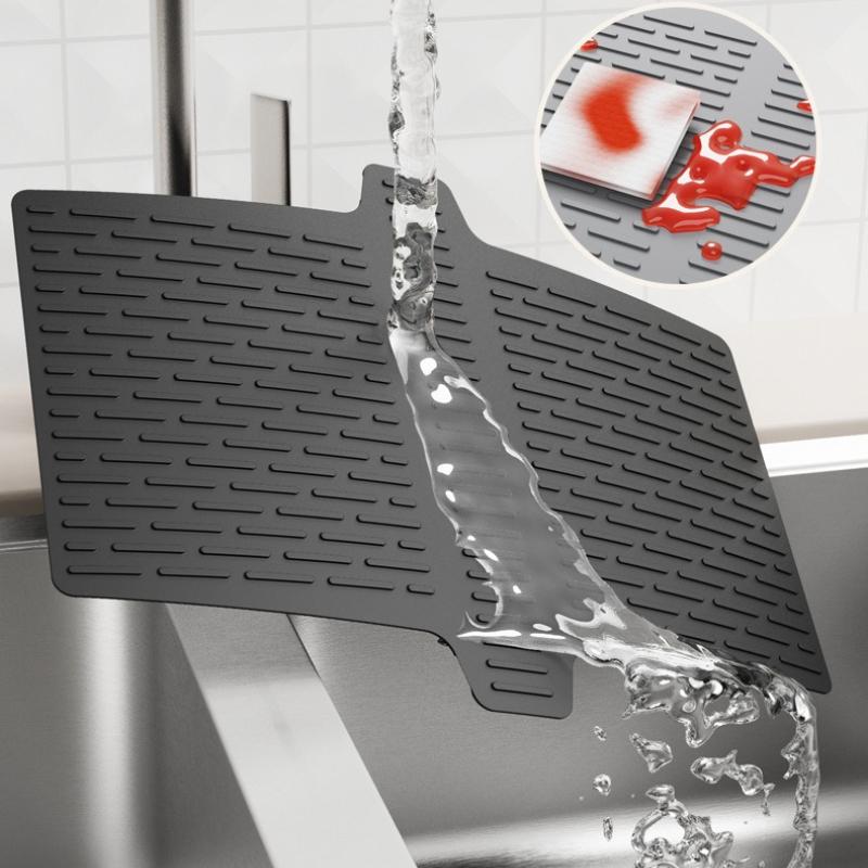Sink Saddle Silicone Sink Separator Pad Kitchen Sink Protective Pad Anti-skid Bumping Scratch Drain Pad