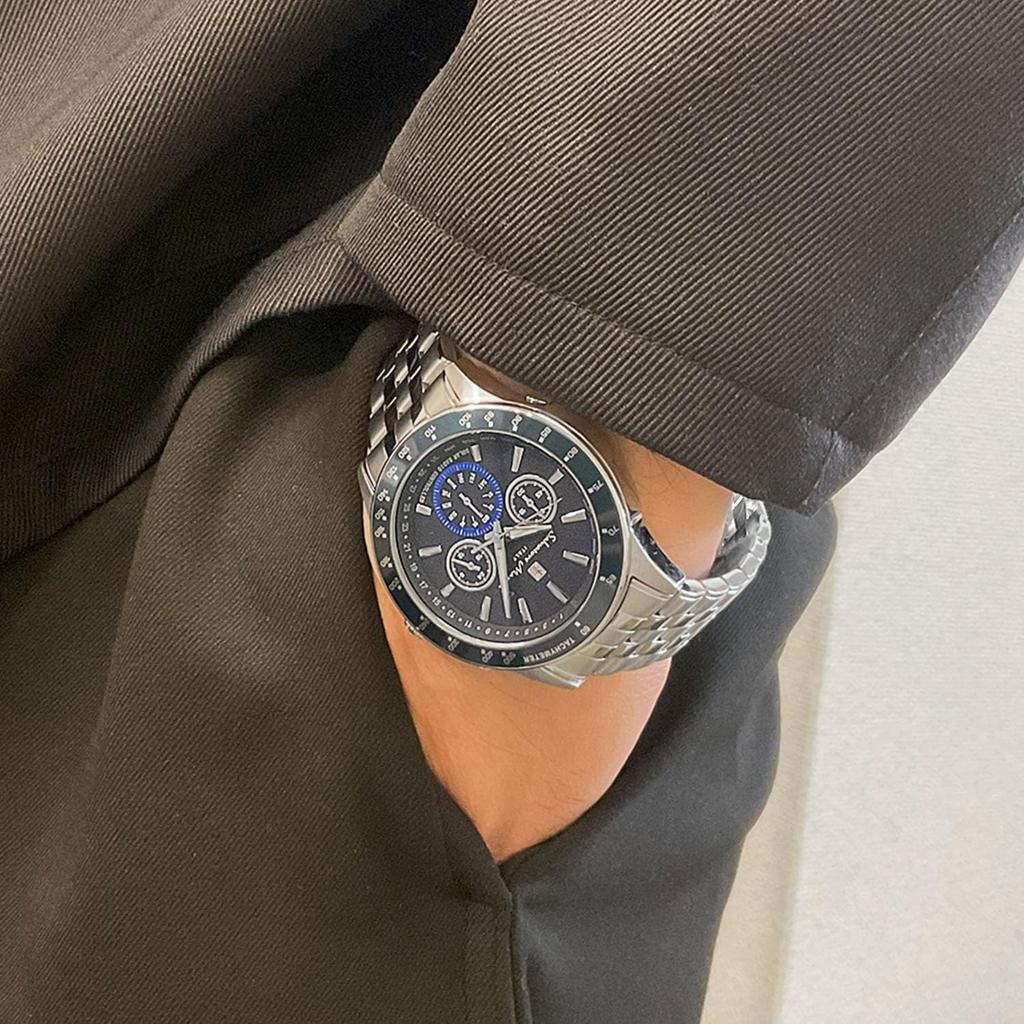 Radio Limited Italian Silver X [Salvatore Marra] Wristwatch, Solar, Chronograph, Edition, Brand, Blue, Men's, SM14117-SSBLSV