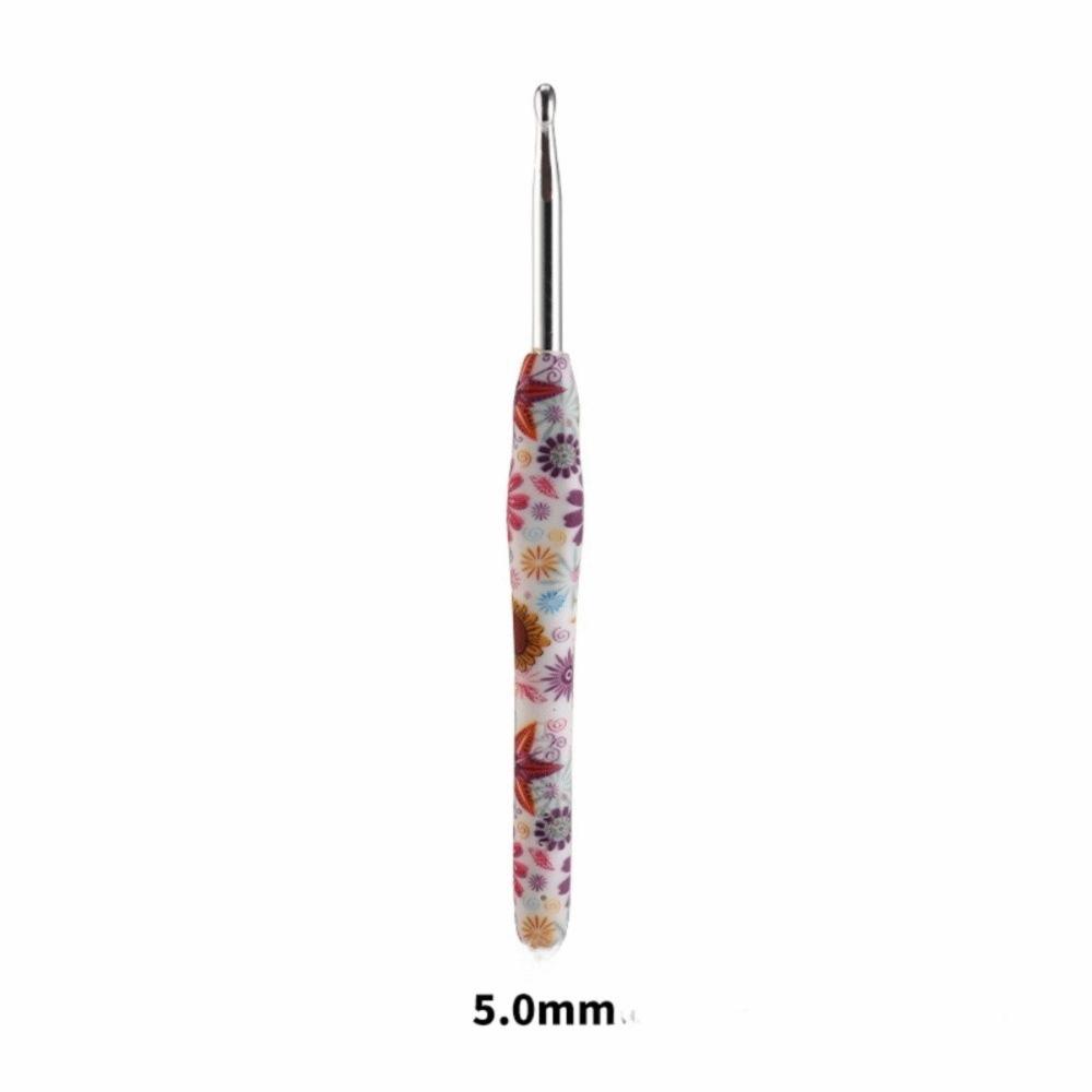 Sunflower Printed Handle Knitting Needles Fine Hook Head Doll Weaving Hooks For Doll Weaving