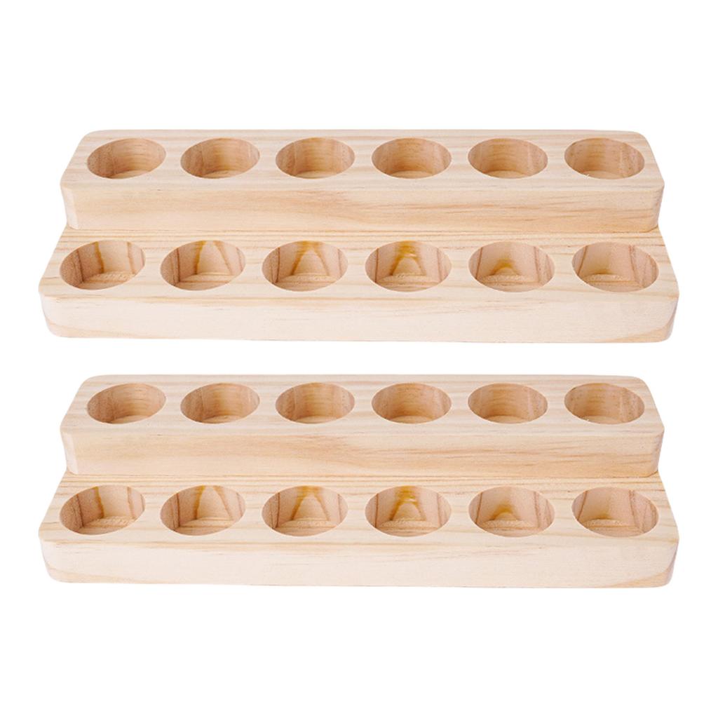 Space Saving 12 Compartment Essential Oil Shelf Durable Double Deck Display Holder For Spa And Personal Collection